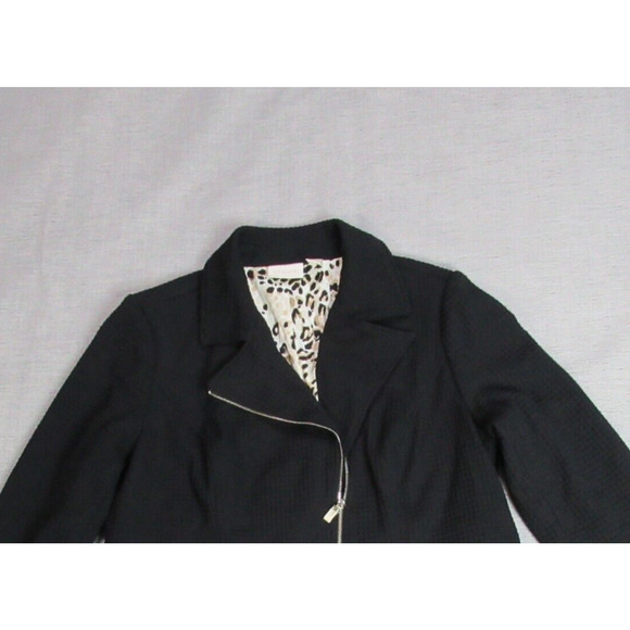 Chicos Blazer Jacket Womens Size 2P Black Textured Full Zip Classic Work NEW - Picture 3 of 8